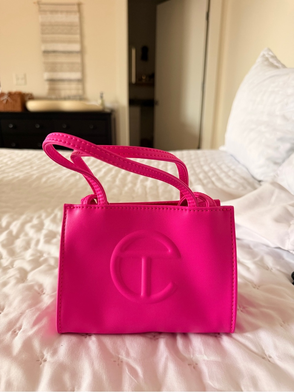 Telfar Hot Pink Mini Tote with Embossed Logo